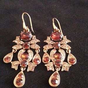 Monet signed Amber Dangle or Chandelier Vintage Earrings Pierced